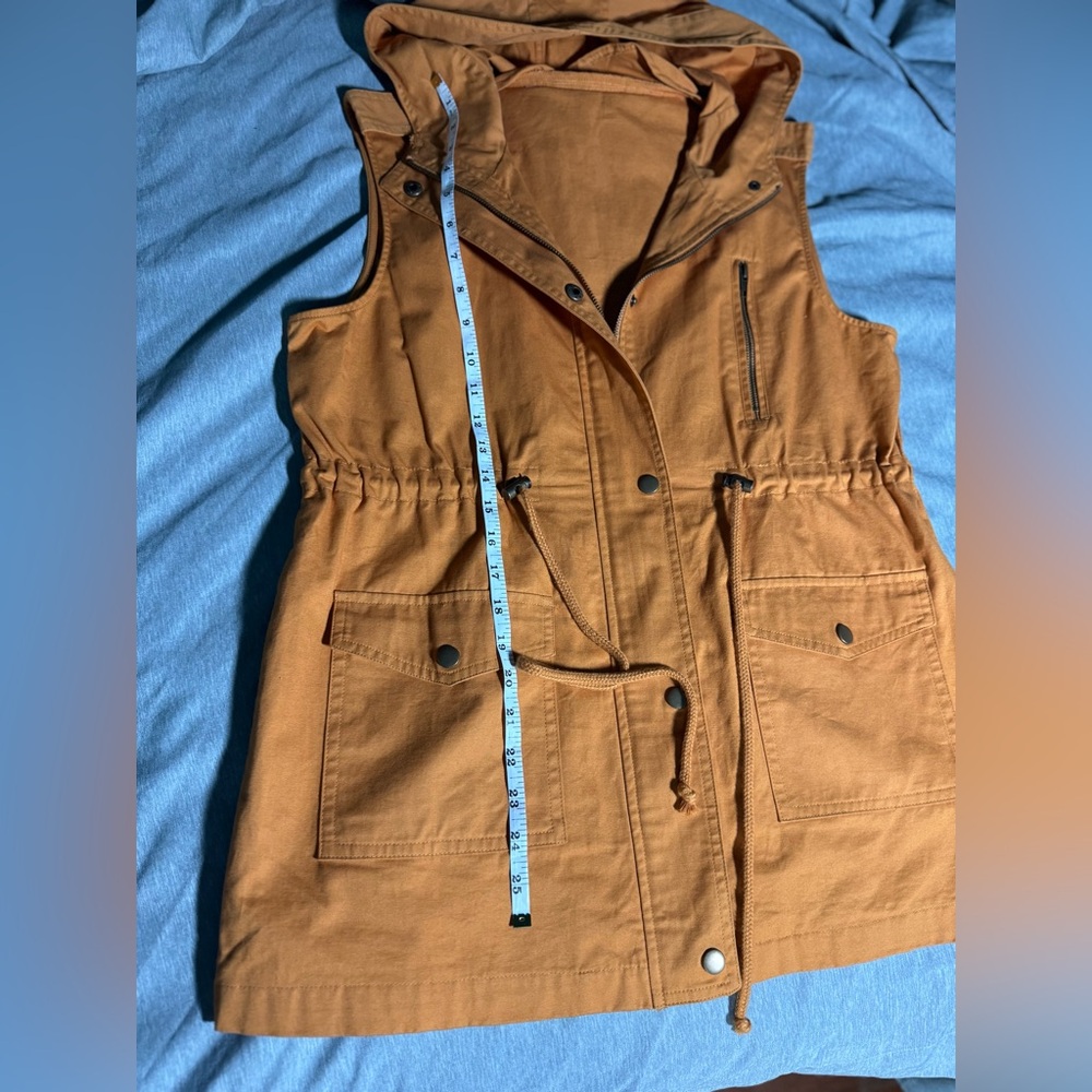 Zara Zenana Outfitters Marigold Hooded Women's Utility Vest- Size Medium - Picture 6 of 10
